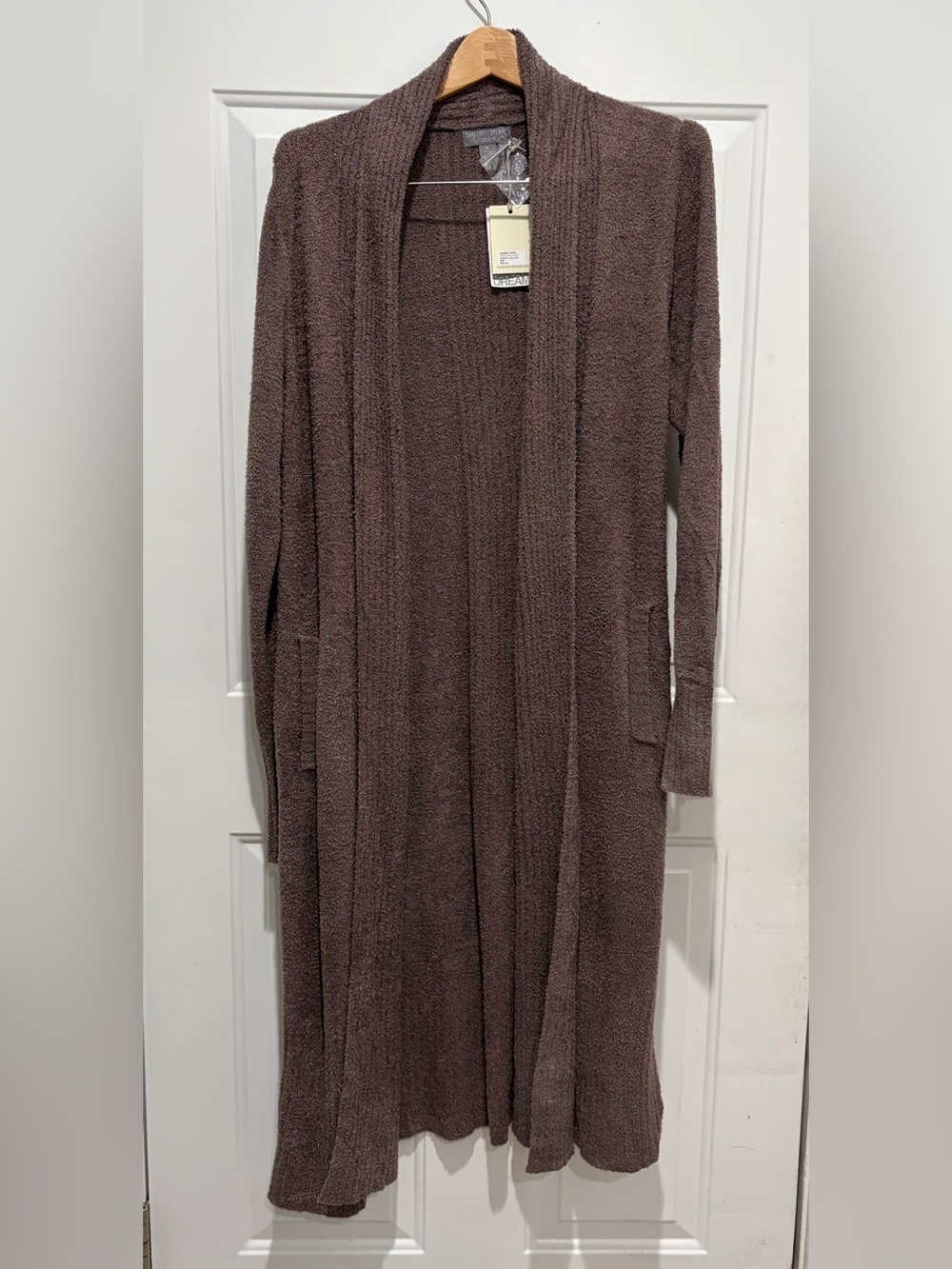 Barefoot Dreams CozyChic Lite- Catalina long cardigan, Ash Brown, NWT (flaw)